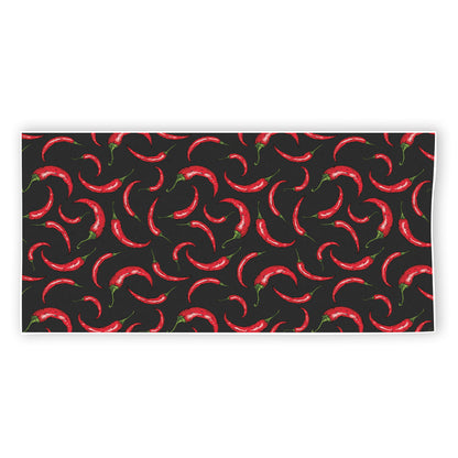 Red Chili Peppers Pattern Print Beach Towel