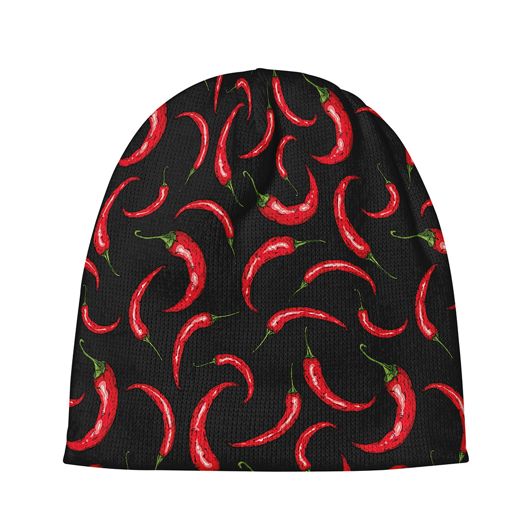 Red Chili Peppers Pattern Print Beanie
