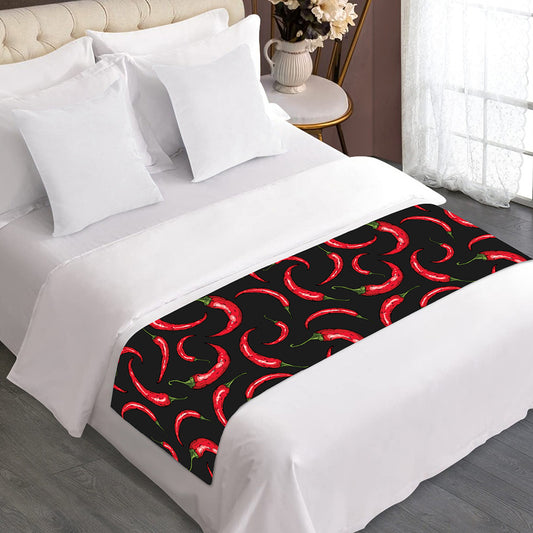 Red Chili Peppers Pattern Print Bed Runner