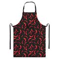 Red Chili Peppers Pattern Print Bib Apron With Pocket