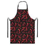Red Chili Peppers Pattern Print Bib Apron With Pocket