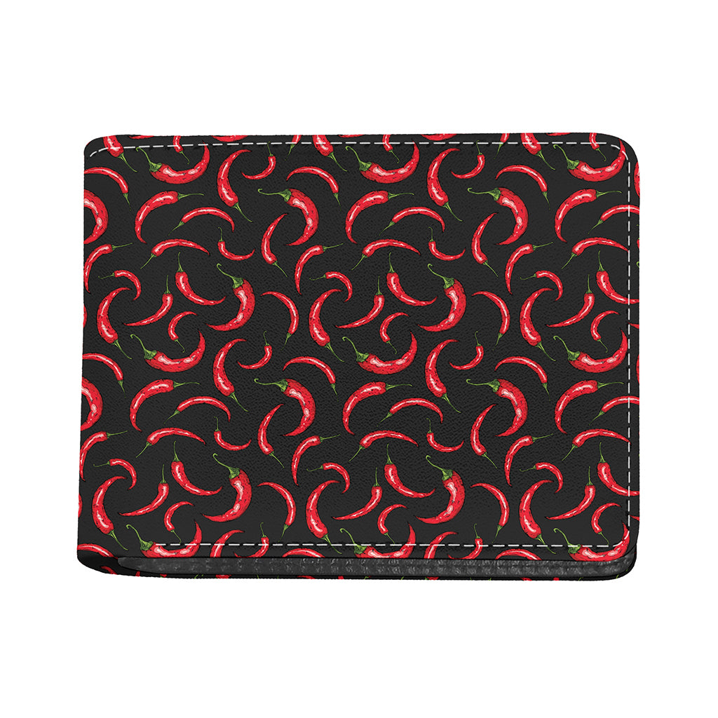 Red Chili Peppers Pattern Print Bifold Wallet