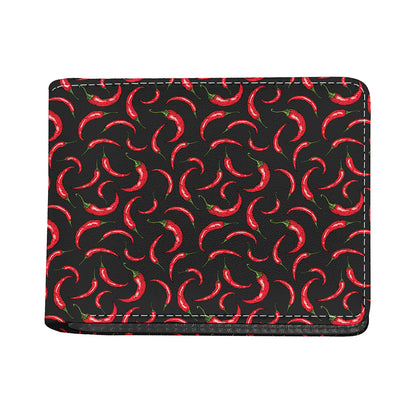 Red Chili Peppers Pattern Print Bifold Wallet