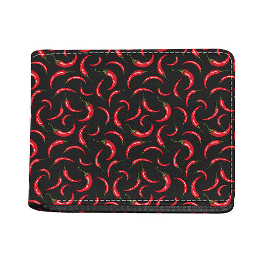 Red Chili Peppers Pattern Print Bifold Wallet