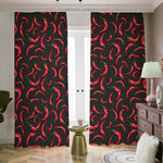 Red Chili Peppers Pattern Print Blackout Pencil Pleat Curtains