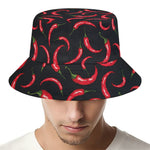 Red Chili Peppers Pattern Print Bucket Hat