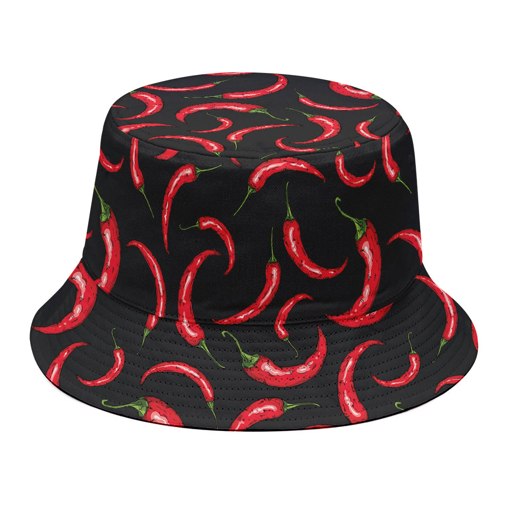 Red Chili Peppers Pattern Print Bucket Hat