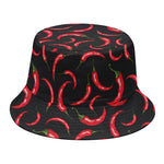 Red Chili Peppers Pattern Print Bucket Hat