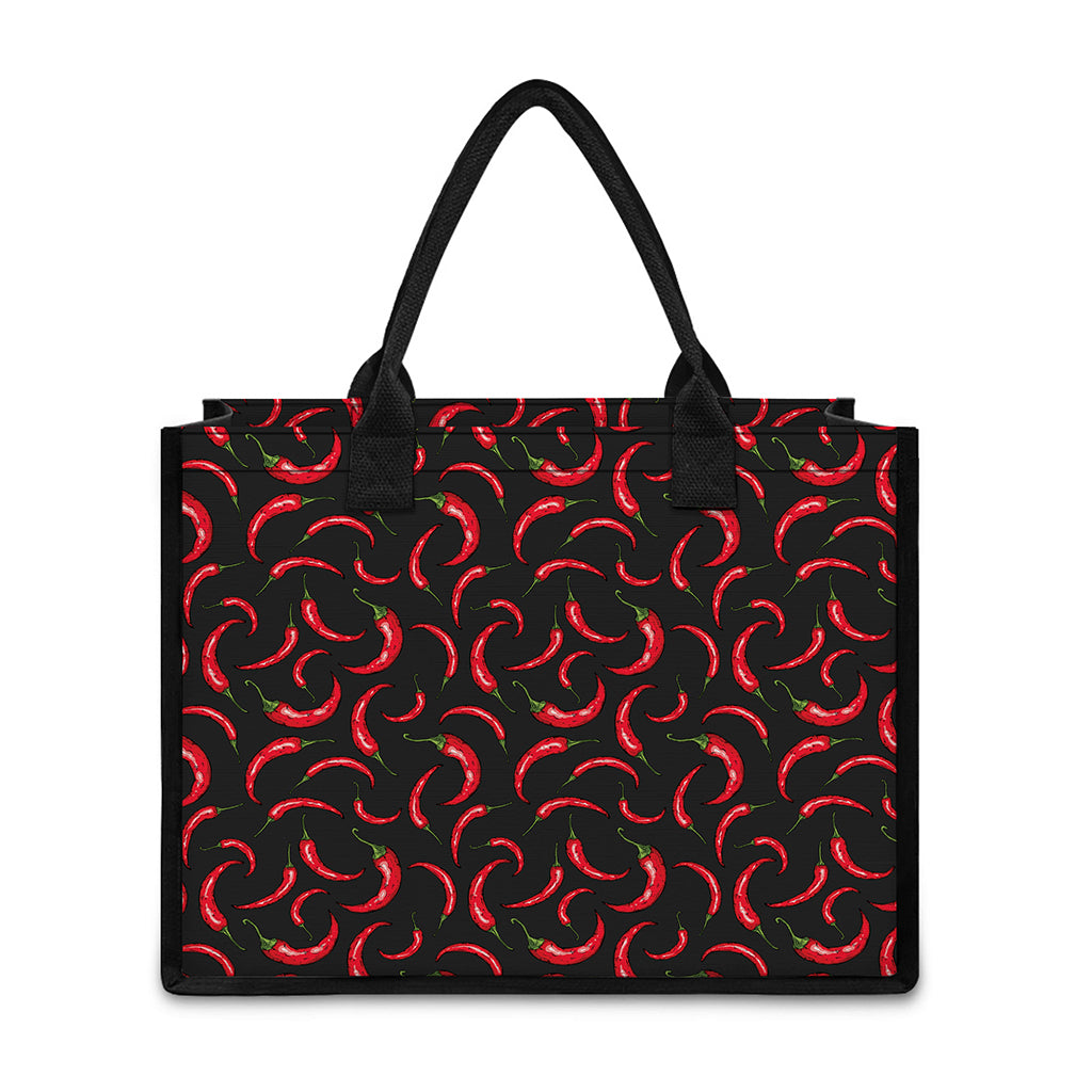 Red Chili Peppers Pattern Print Canvas Tote Bag