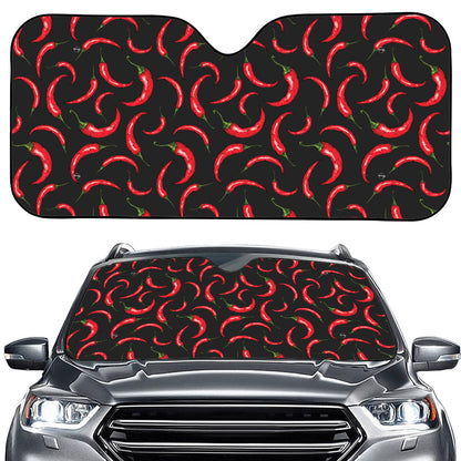 Red Chili Peppers Pattern Print Car Windshield Sun Shade