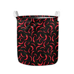 Red Chili Peppers Pattern Print Collapsible Laundry Basket
