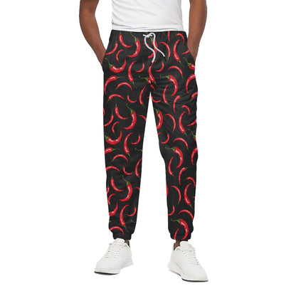 Red Chili Peppers Pattern Print Cotton Pants
