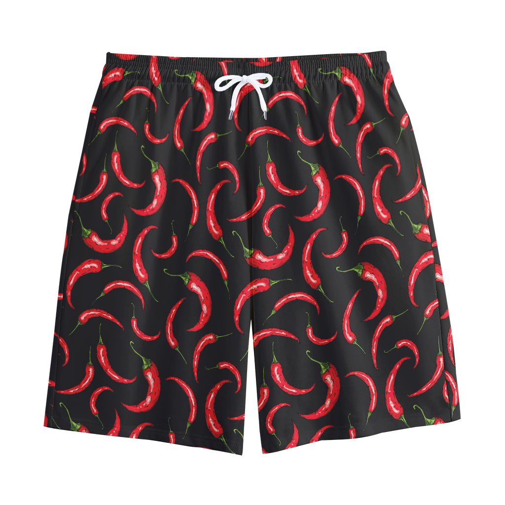 Red Chili Peppers Pattern Print Cotton Shorts