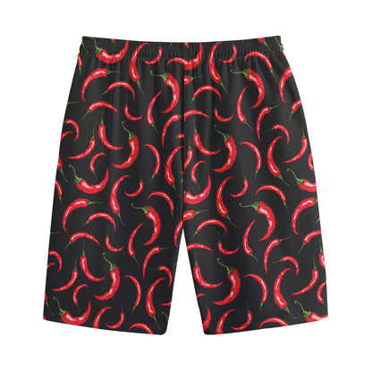Red Chili Peppers Pattern Print Cotton Shorts