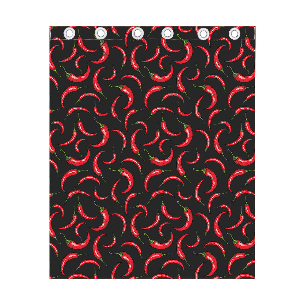 Red Chili Peppers Pattern Print Curtain