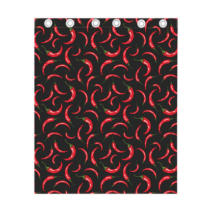 Red Chili Peppers Pattern Print Curtain