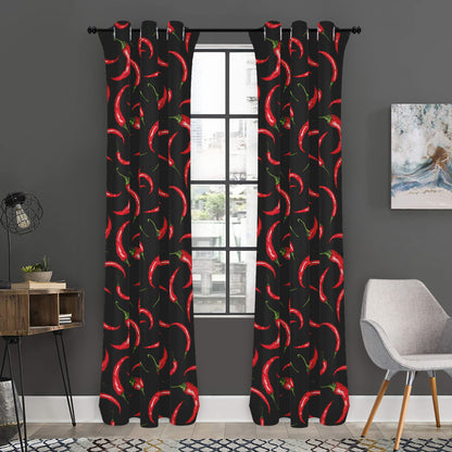 Red Chili Peppers Pattern Print Curtain
