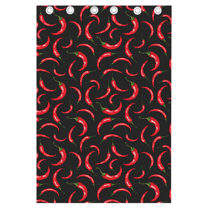 Red Chili Peppers Pattern Print Curtain