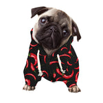 Red Chili Peppers Pattern Print Dog Zip Up Hoodie