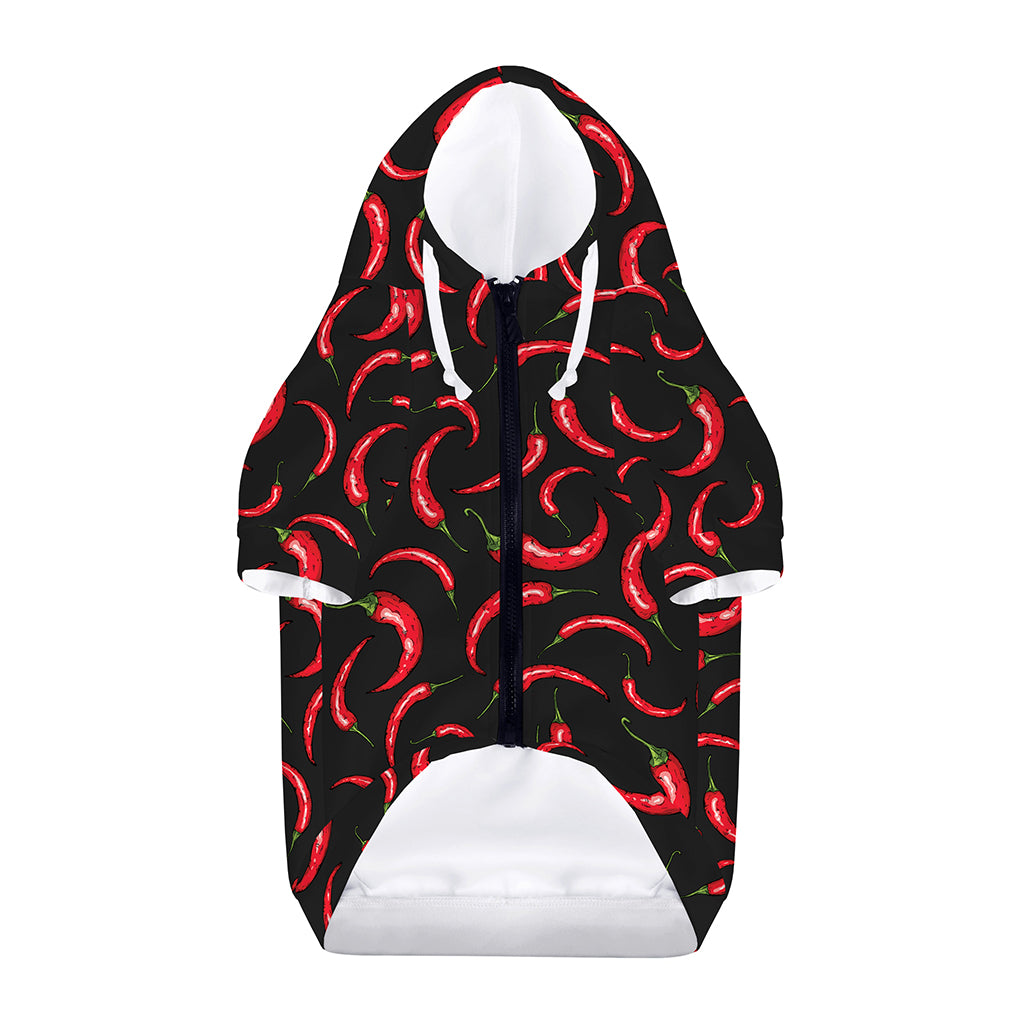 Red Chili Peppers Pattern Print Dog Zip Up Hoodie