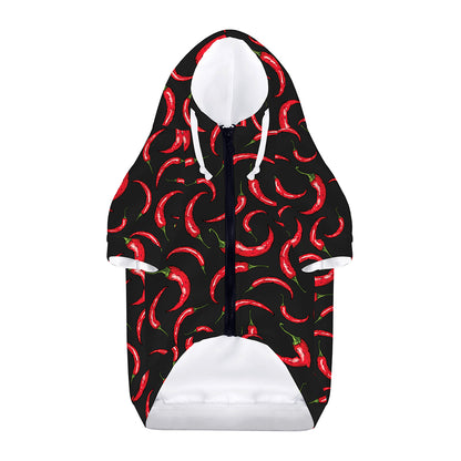 Red Chili Peppers Pattern Print Dog Zip Up Hoodie