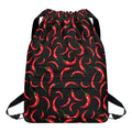 Red Chili Peppers Pattern Print Drawstring Backpack