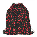 Red Chili Peppers Pattern Print Drawstring Bag