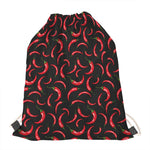 Red Chili Peppers Pattern Print Drawstring Bag