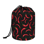Red Chili Peppers Pattern Print Drawstring Makeup Bag