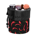 Red Chili Peppers Pattern Print Drawstring Makeup Bag