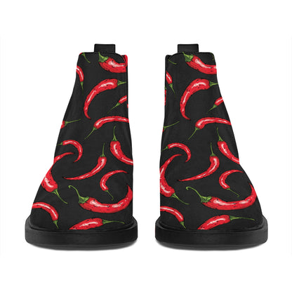 Red Chili Peppers Pattern Print Flat Ankle Boots