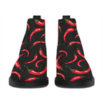 Red Chili Peppers Pattern Print Flat Ankle Boots