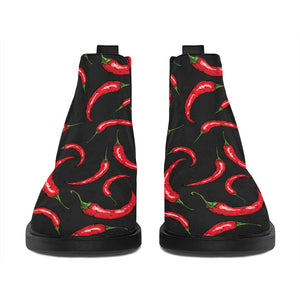 Red Chili Peppers Pattern Print Flat Ankle Boots