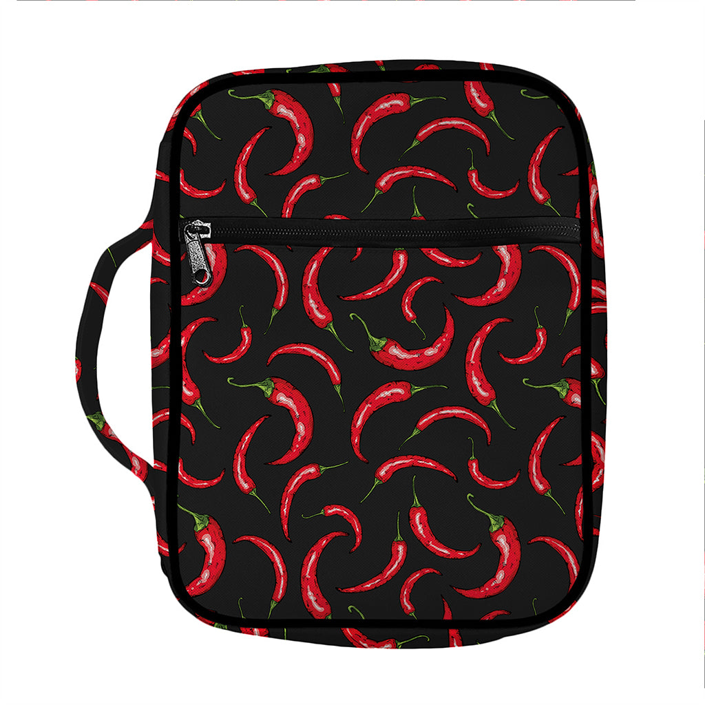Red Chili Peppers Pattern Print Front Pocket Bible Bag