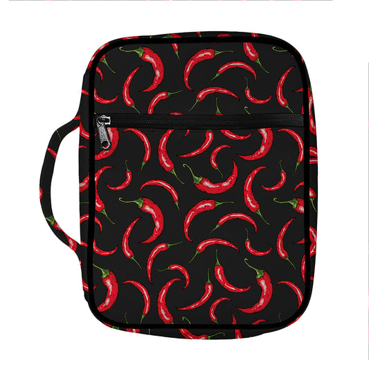 Red Chili Peppers Pattern Print Front Pocket Bible Bag