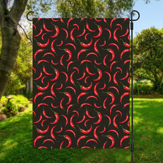 Red Chili Peppers Pattern Print Garden Flag