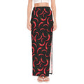 Red Chili Peppers Pattern Print High Slit Maxi Skirt