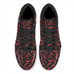 Red Chili Peppers Pattern Print High Top Leather Sneakers