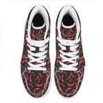 Red Chili Peppers Pattern Print High Top Leather Sneakers