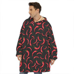 Red Chili Peppers Pattern Print Hoodie Blanket