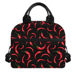 Red Chili Peppers Pattern Print Insulated Lunch Bag