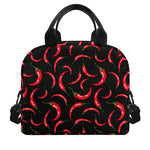 Red Chili Peppers Pattern Print Insulated Lunch Bag