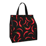 Red Chili Peppers Pattern Print Insulated Lunch Tote