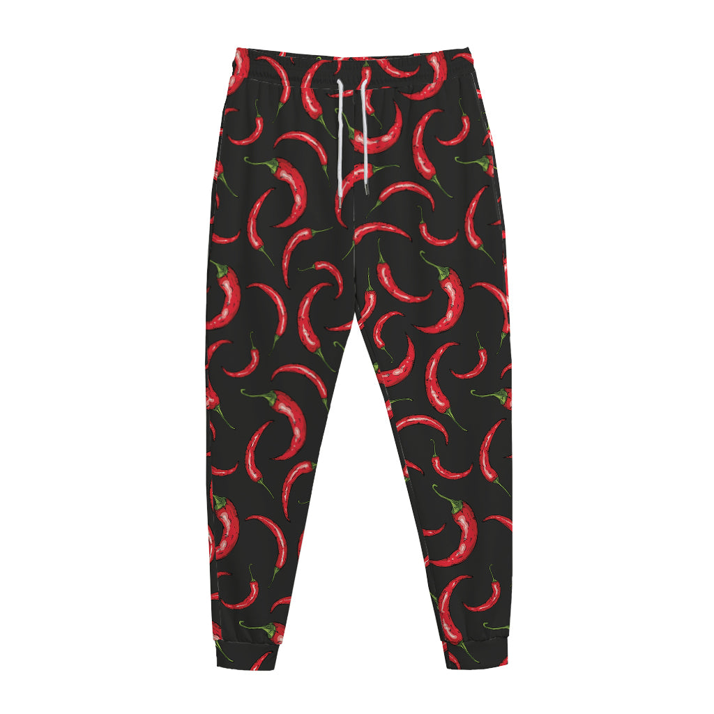 Red Chili Peppers Pattern Print Jogger Pants