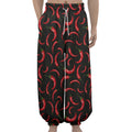 Red Chili Peppers Pattern Print Lantern Pants