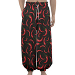 Red Chili Peppers Pattern Print Lantern Pants