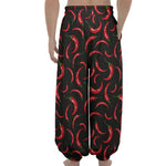 Red Chili Peppers Pattern Print Lantern Pants