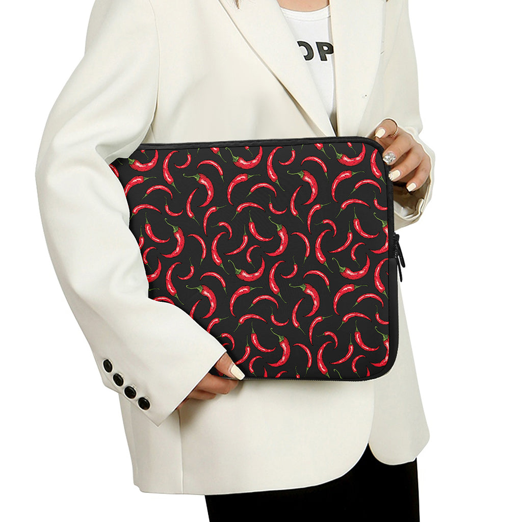 Red Chili Peppers Pattern Print Laptop Sleeve