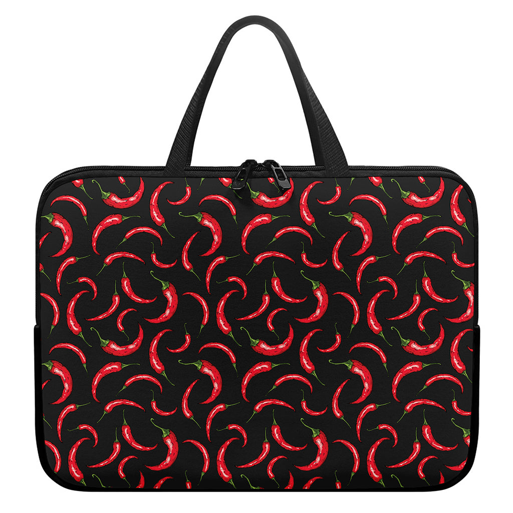 Red Chili Peppers Pattern Print Laptop Sleeve With Handle