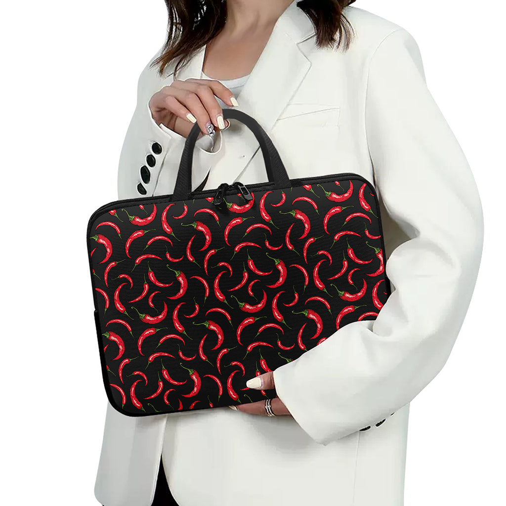 Red Chili Peppers Pattern Print Laptop Sleeve With Handle